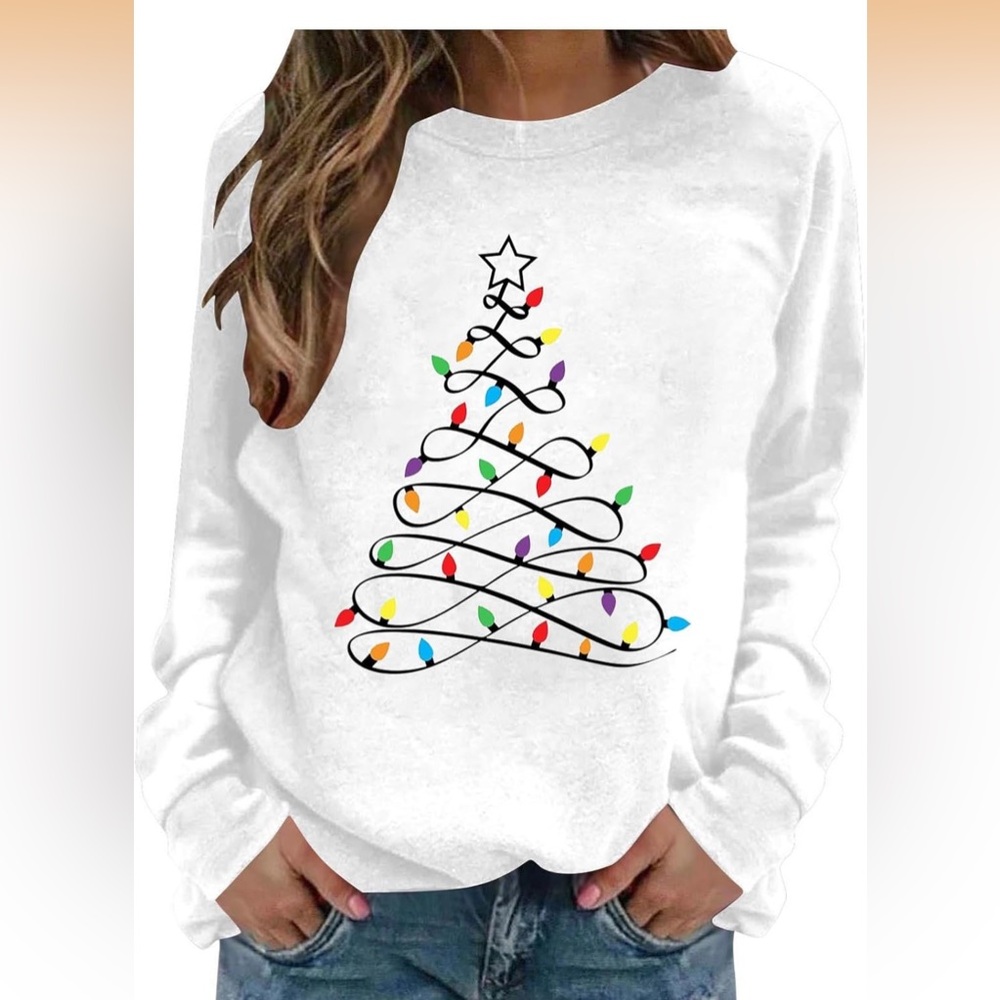 Festive White Christmas Tree Women's Top